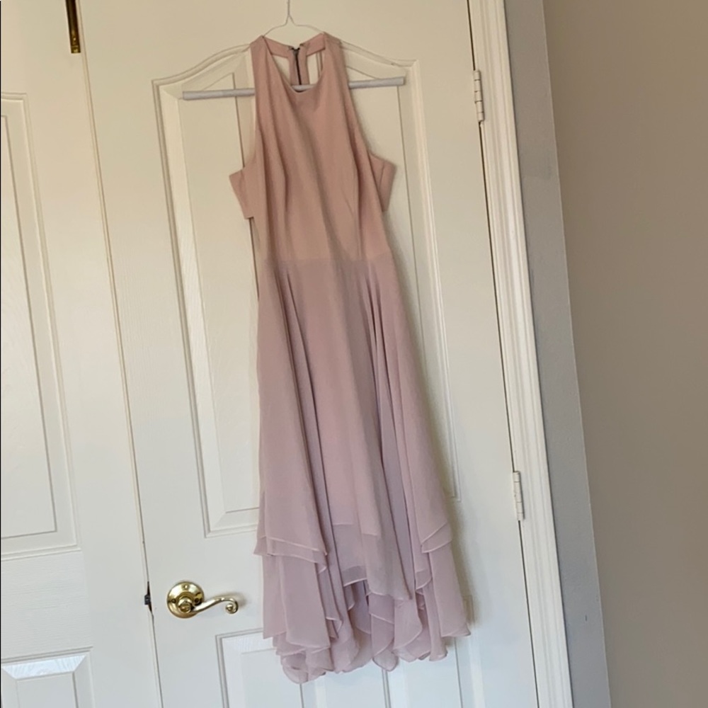 Baby pink asymetrical party dress